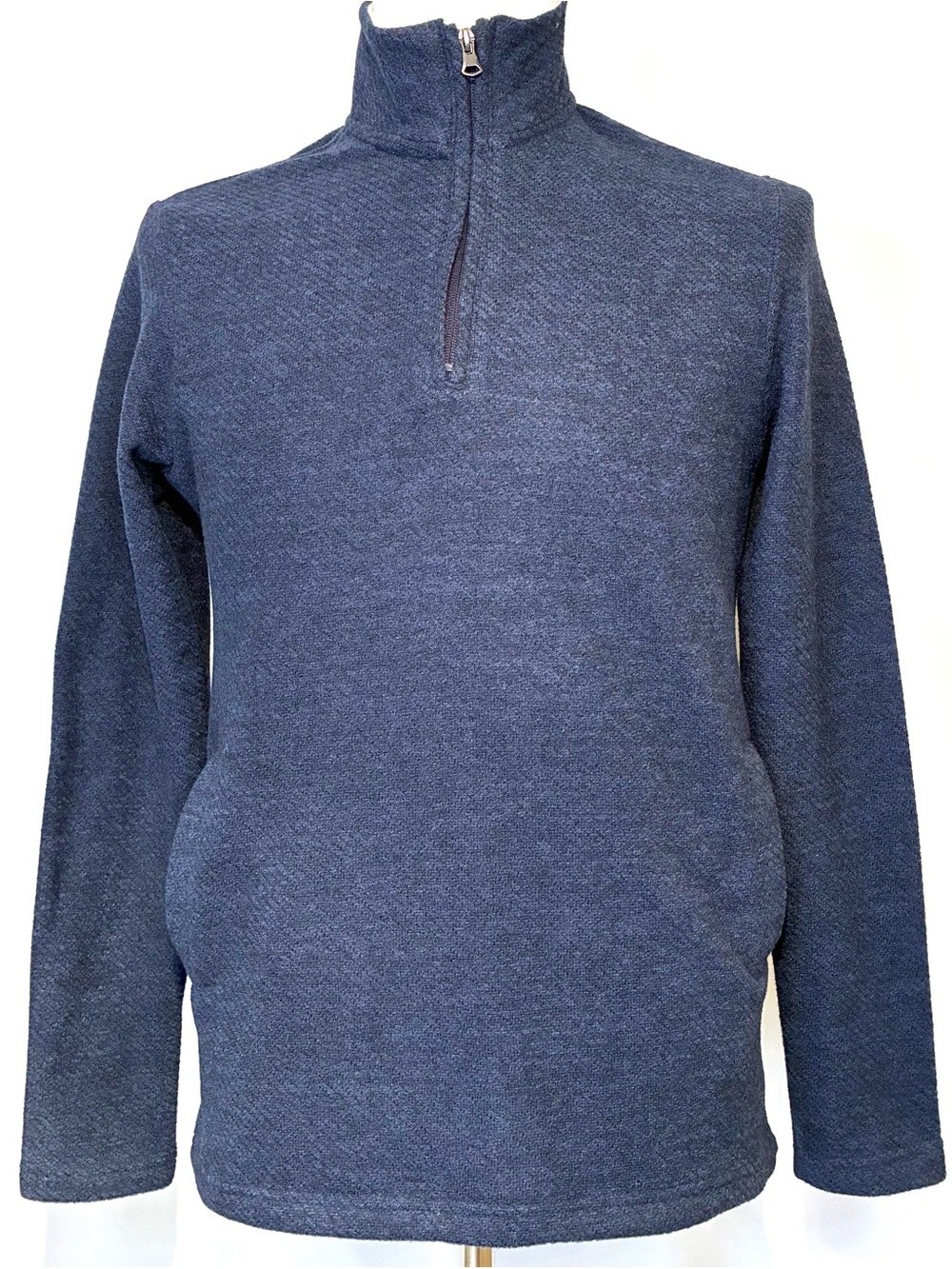 Men's Quarter-Zip Mock Neck Sweater - Dark Blue